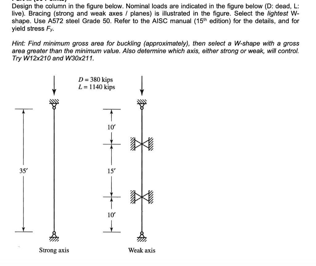 Solved Design the column in the figure below. Nominal loads | Chegg.com