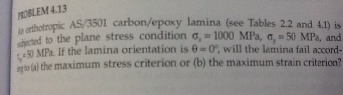Solved ROBLEM 4.13 w arthotropic AS/3501 carbon/epoxy lamina | Chegg.com