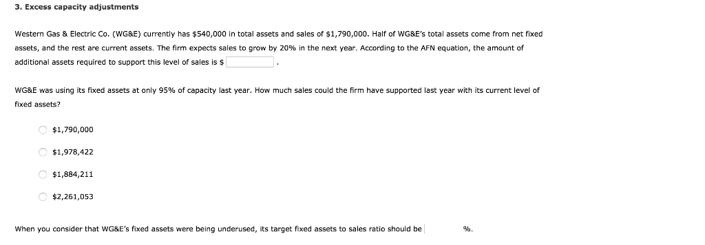 Solved 3 Excess Capacity Adjustments Western Gas Courses Archive