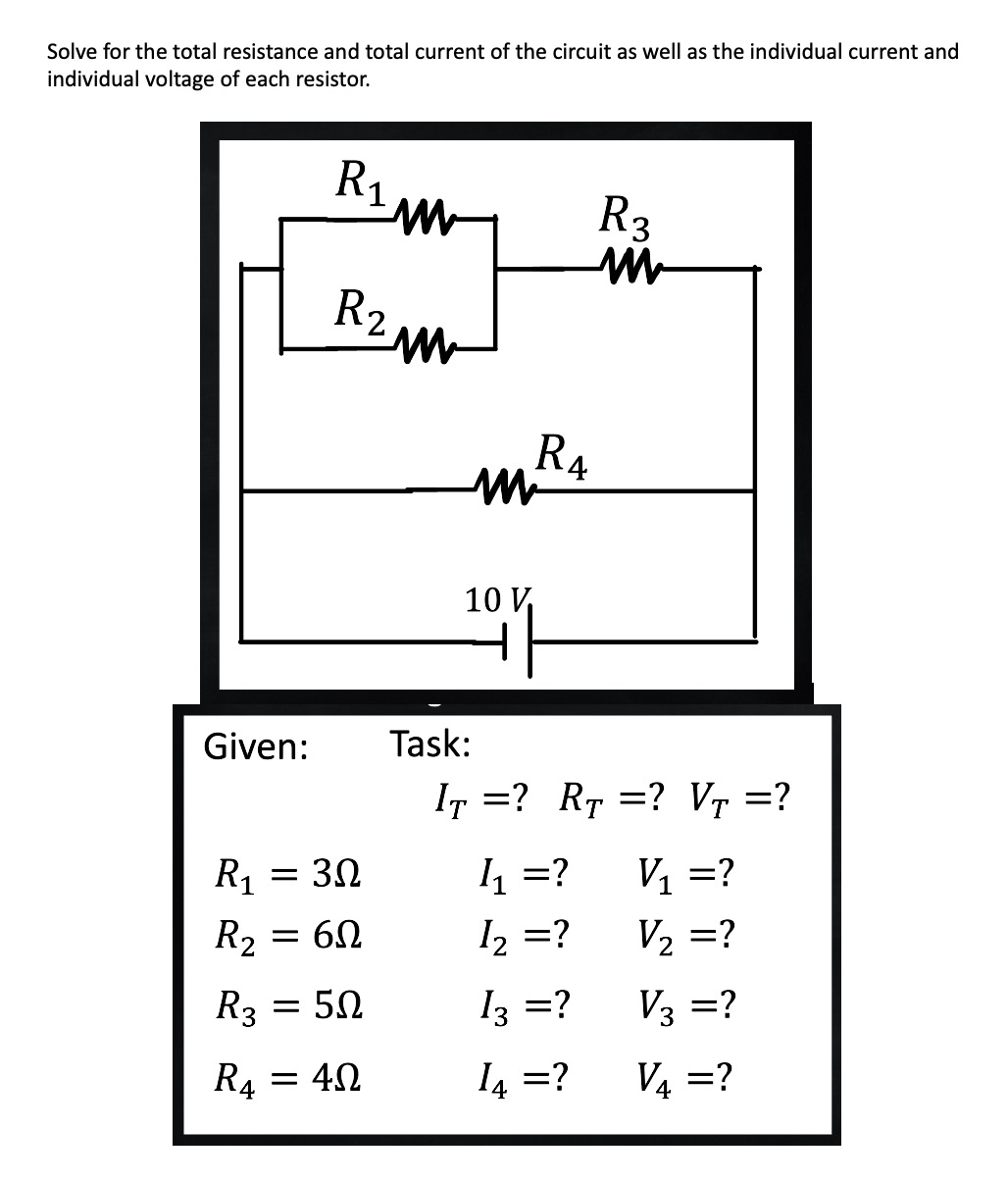 Solved Solve For The Total Resistance And Total Current Of | Chegg.com