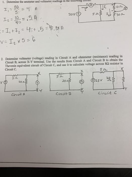 Solved 1. Determine the ammeter and voltmeter readings im