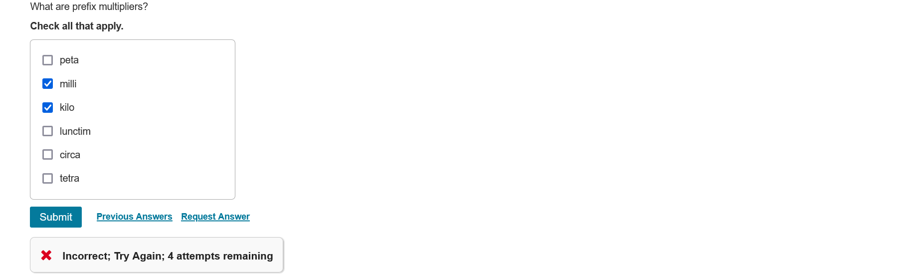 Solved What are prefix multipliers? Check all that apply.