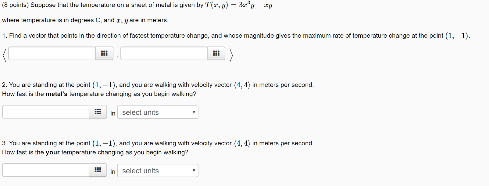 Solved (8 points) Suppose that the temperature on a sheet of | Chegg.com