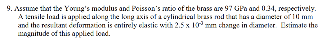 Solved A cylindrical specimen of an alloy having a diameter | Chegg.com