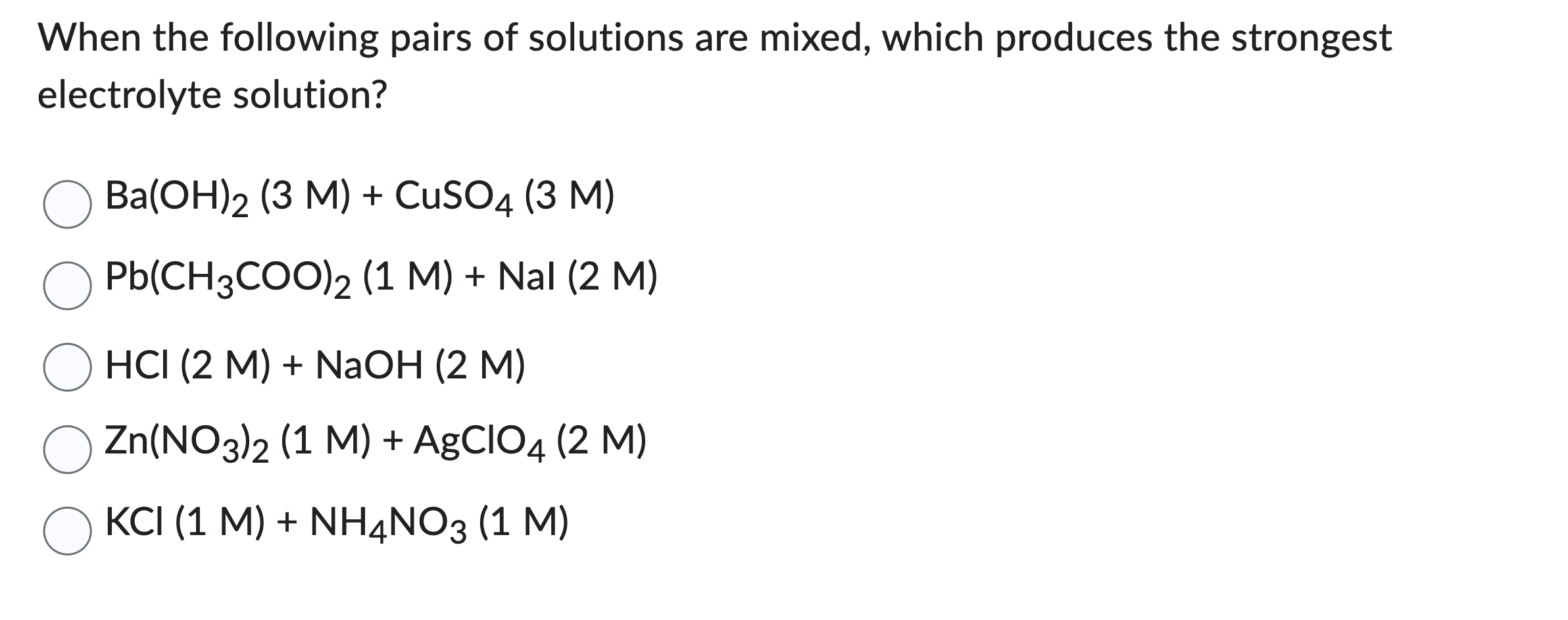 Solved When the following pairs of solutions are mixed, | Chegg.com