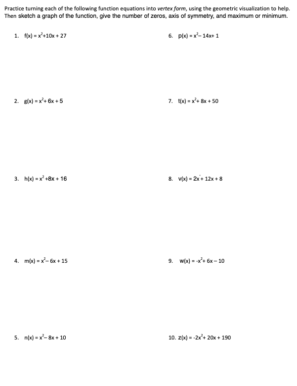 Solved Practice turning each of the following function | Chegg.com