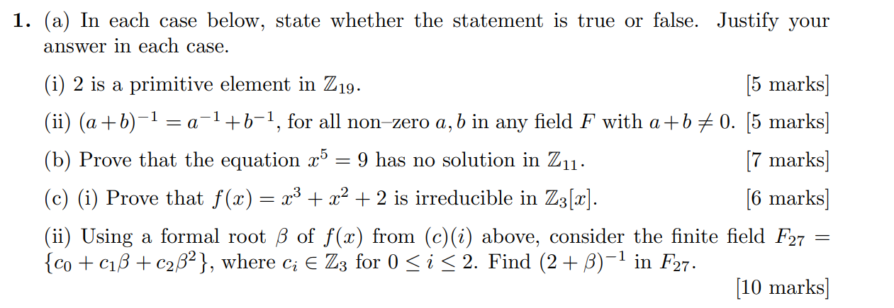 (a) In ﻿each case below, state whether the statement | Chegg.com