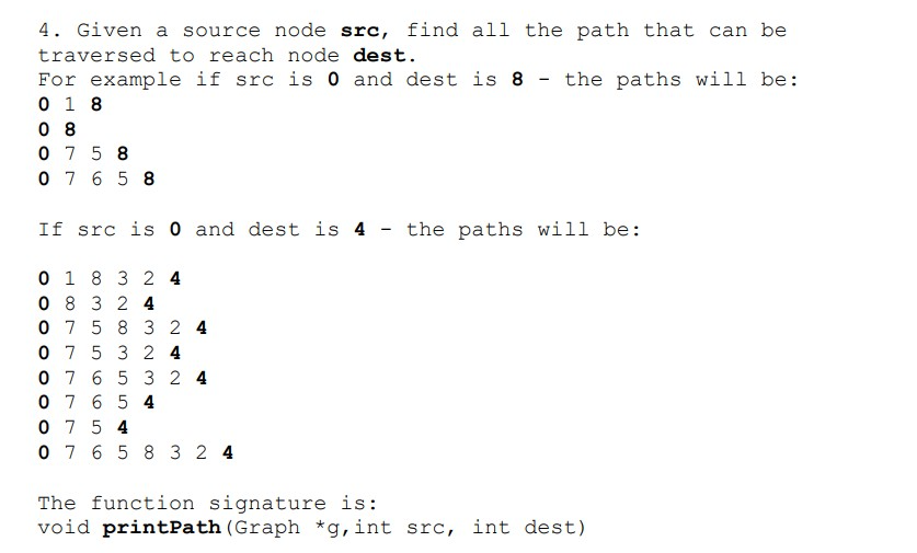 Solved 4. Given a source node src, find all the path that | Chegg.com
