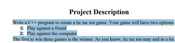 Solved Project Description Write a C++ program to create a | Chegg.com