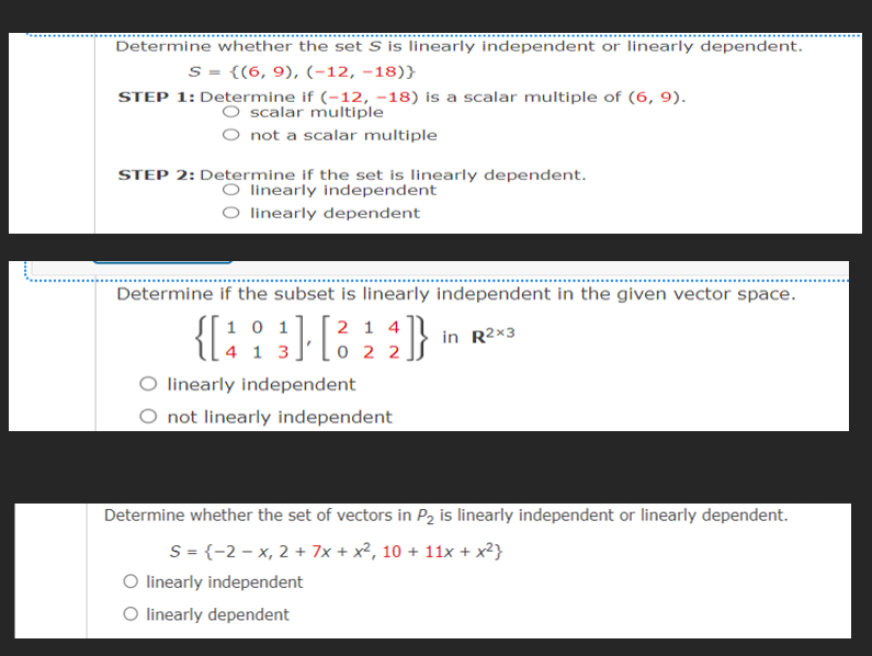 Solved Determine whether the set S is linearly independent | Chegg.com