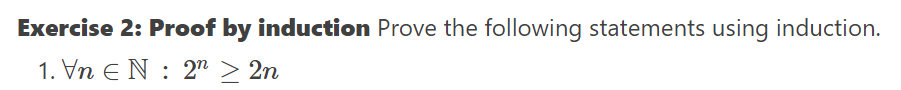 Solved Exercise 2: Proof By Induction Prove The Following | Chegg.com