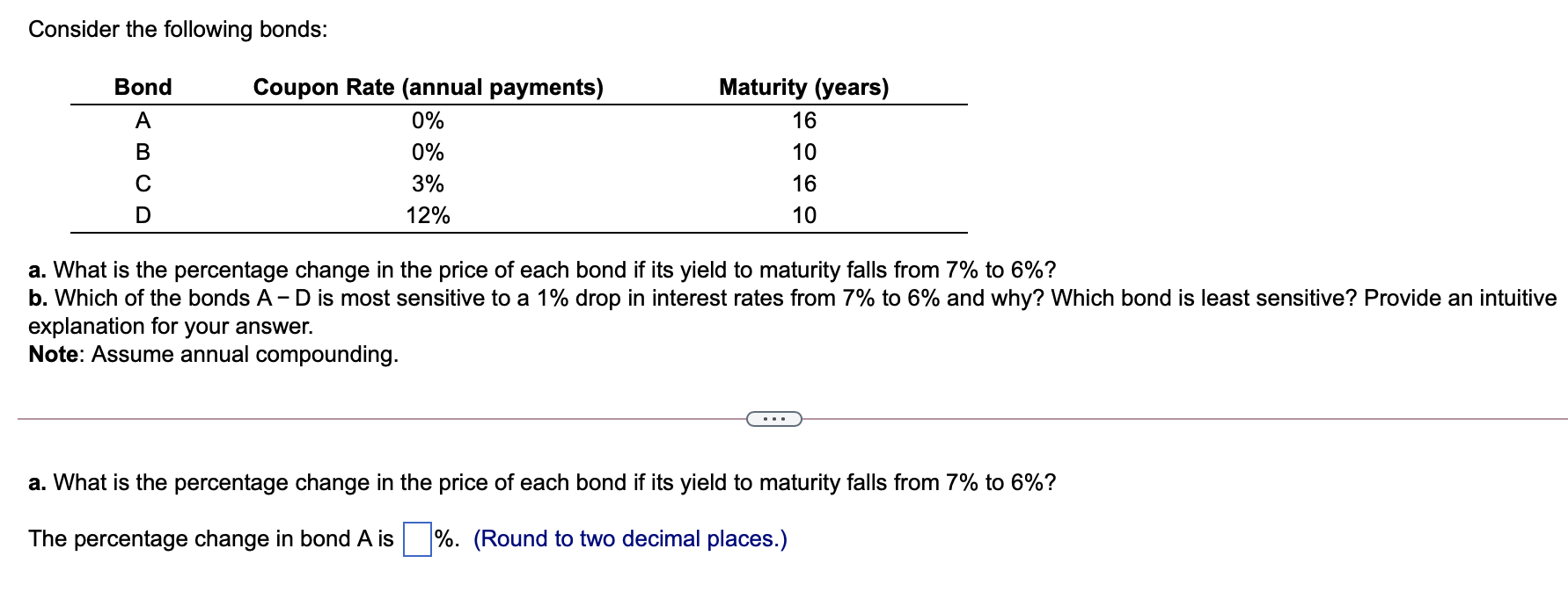 Solved Consider The Following Bonds: Bond A B Coupon Rate | Chegg.com