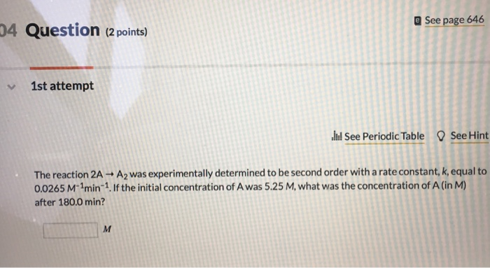 Solved a See page 646 03 Question (2 points) The rate | Chegg.com