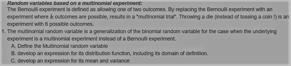 Solved Random variables based on a multinomial experiment: | Chegg.com