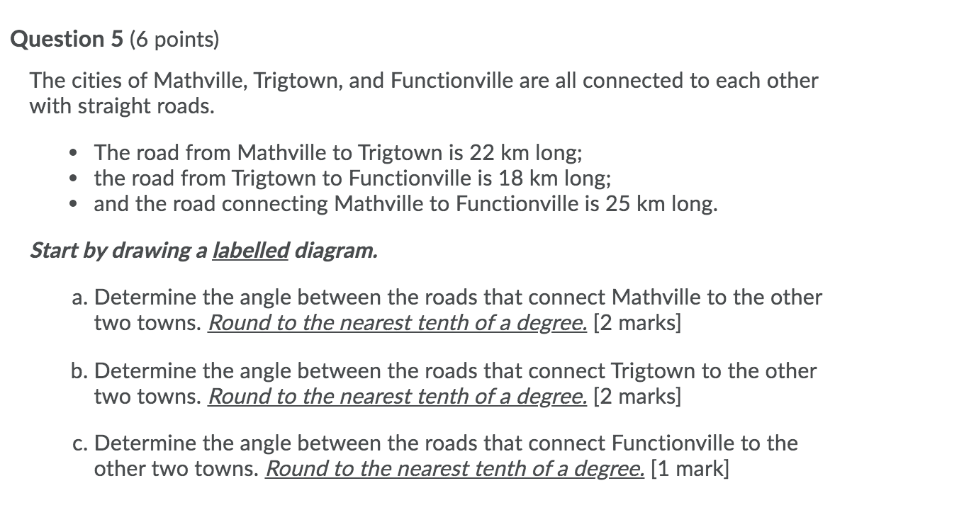 Solved Question 5 (6 points) The cities of Mathville, | Chegg.com