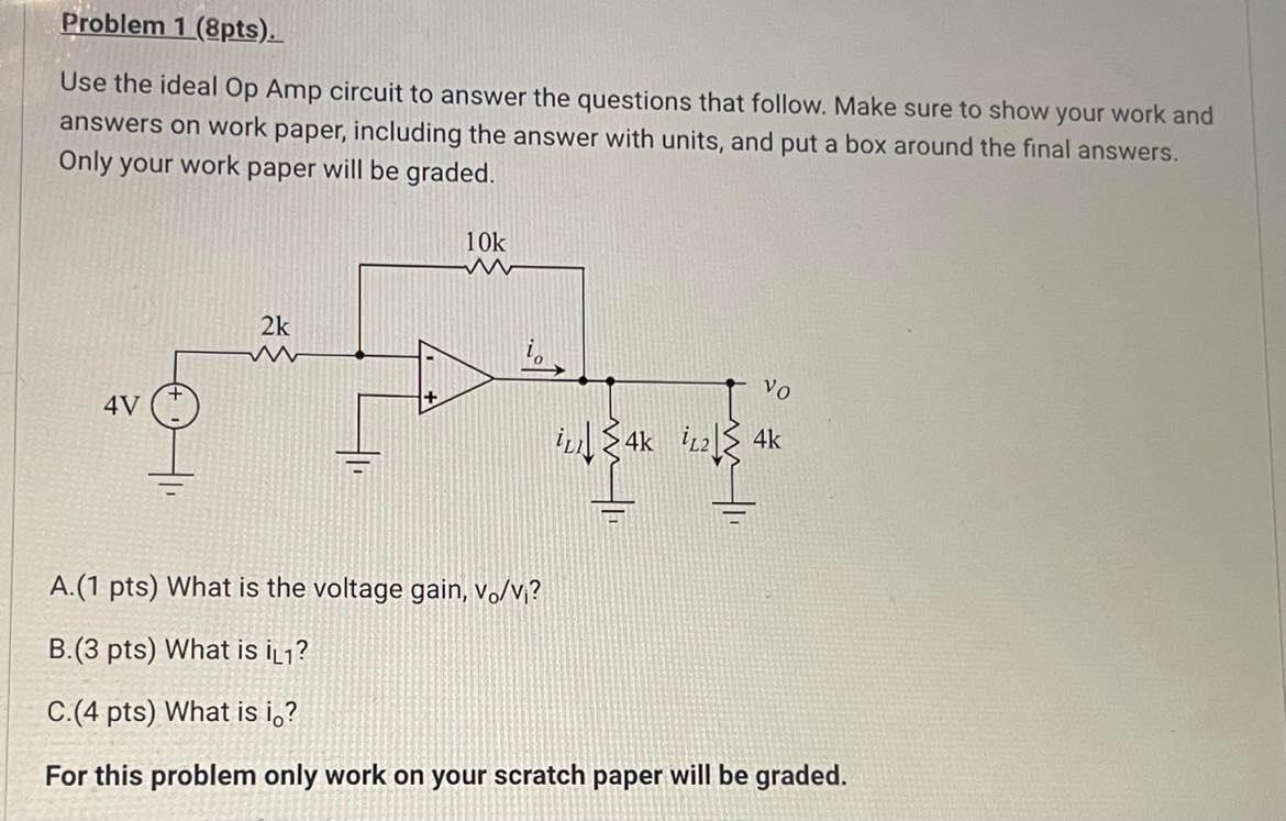 Solved Use the ideal Op Amp circuit to answer the questions | Chegg.com
