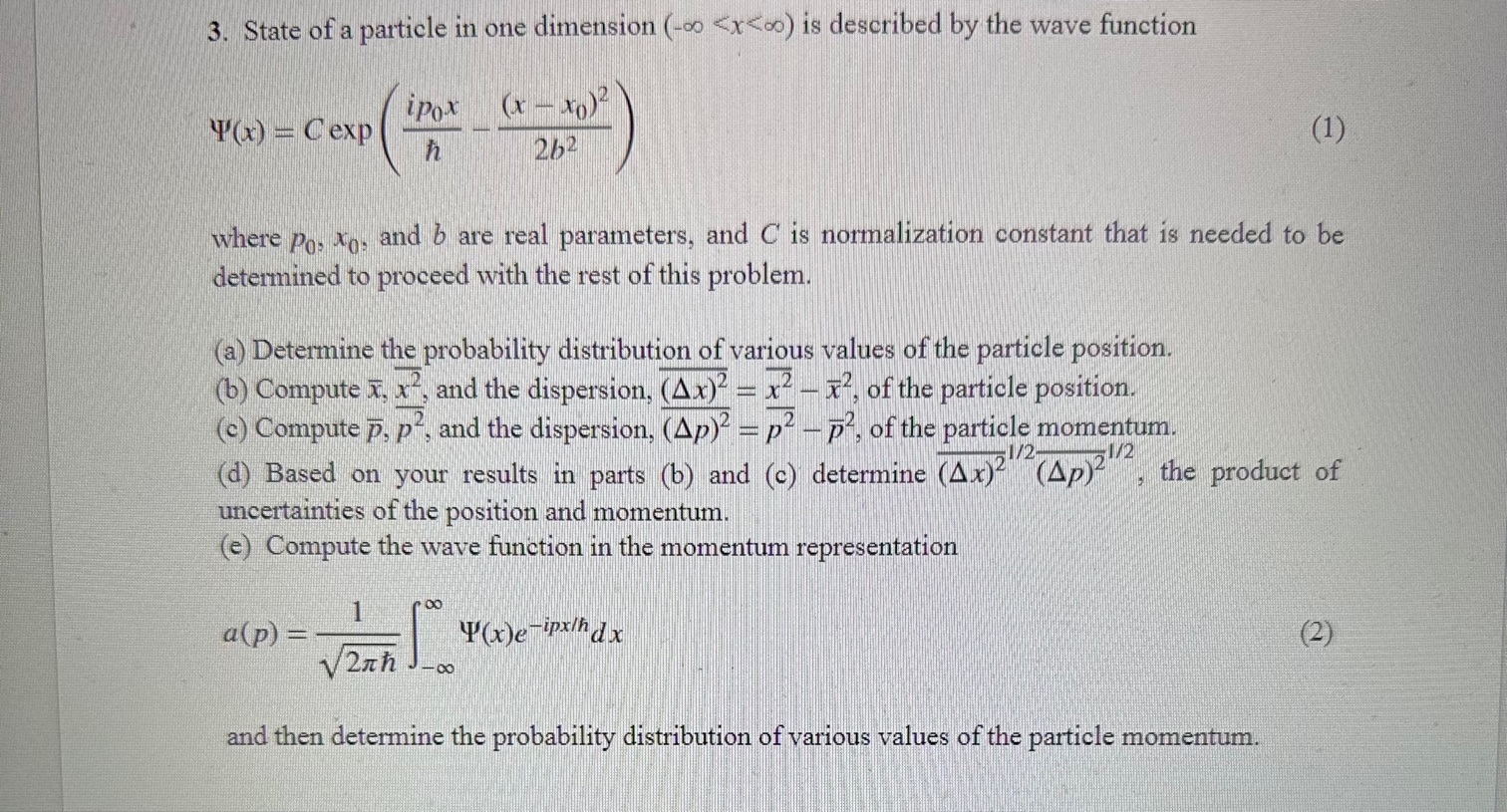 Solved 3. State of a particle in one dimension (−∞ | Chegg.com