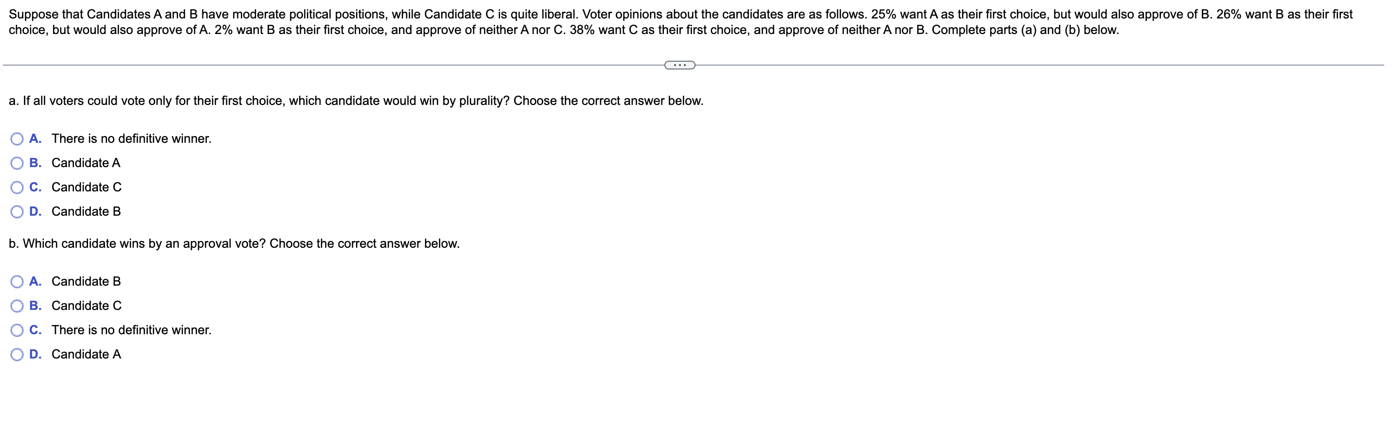 Solved Suppose That Candidates A And B Have Moderate | Chegg.com