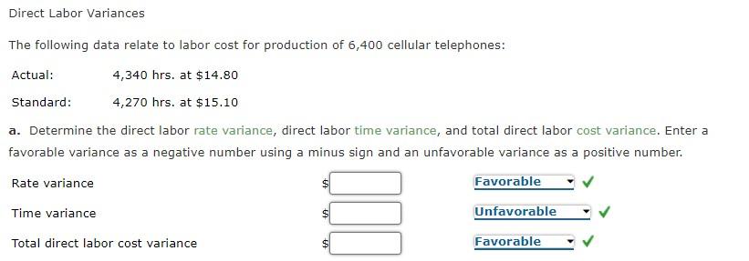 Solved Direct Labor Variances The following data relate to | Chegg.com