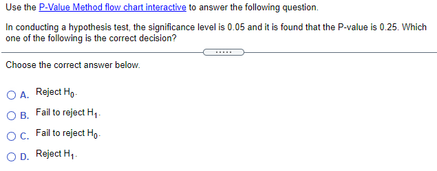 Solved Use the P-Value Method flow chart interactive to | Chegg.com