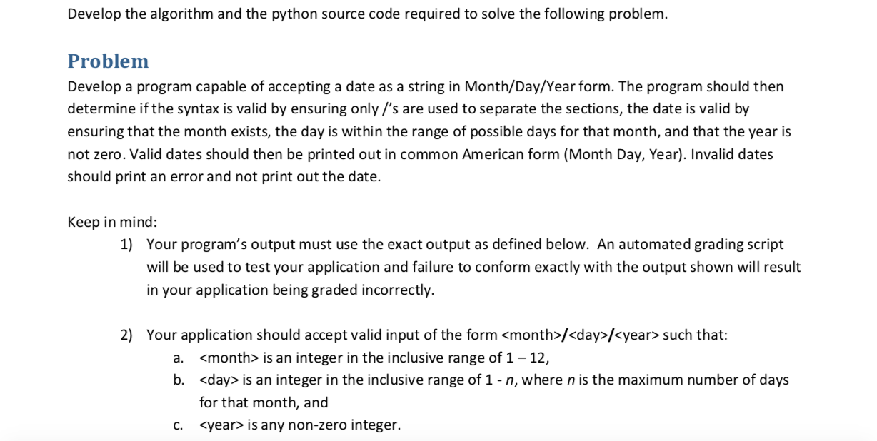 Develop the algorithm and the python source code | Chegg.com