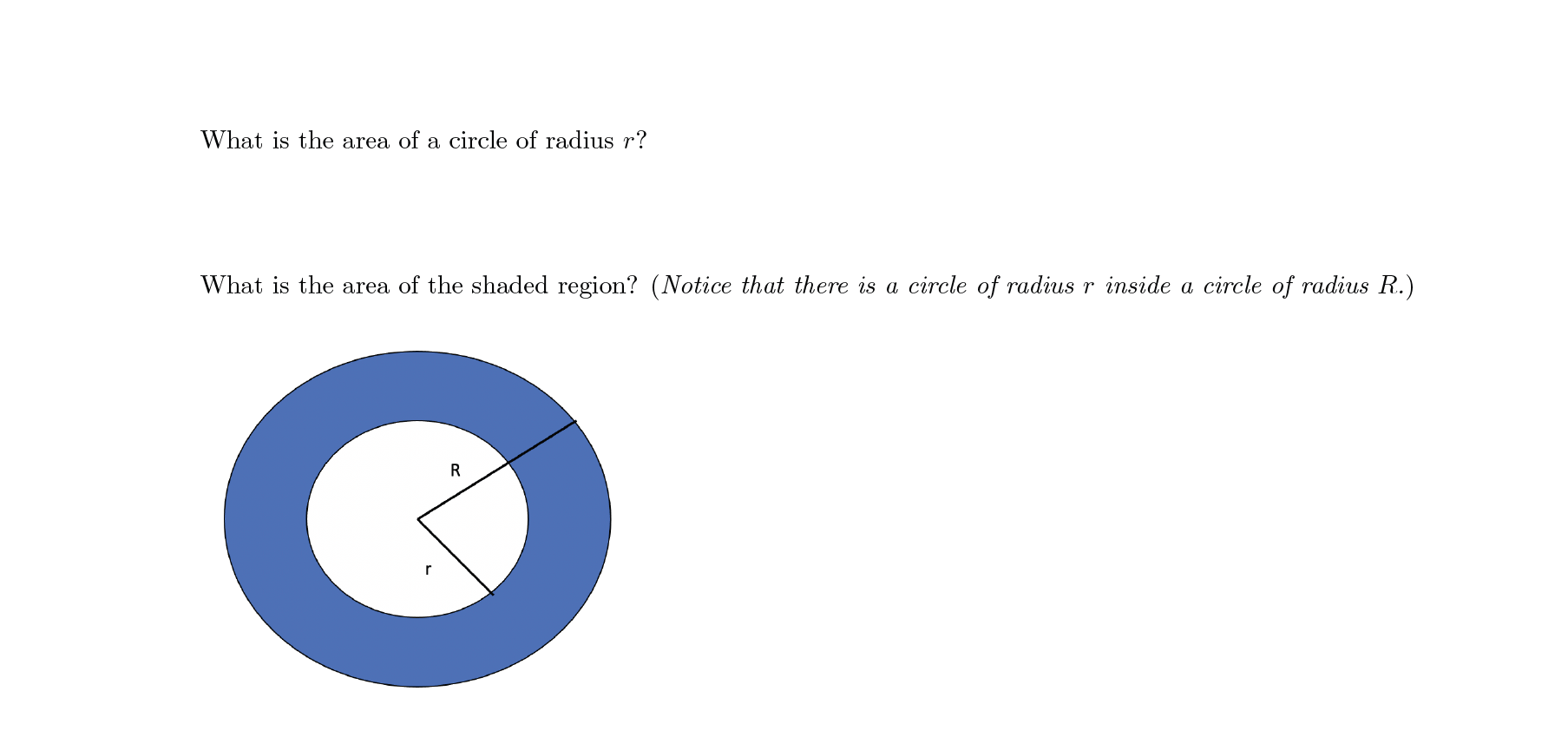 formula area of a circle with radius r
