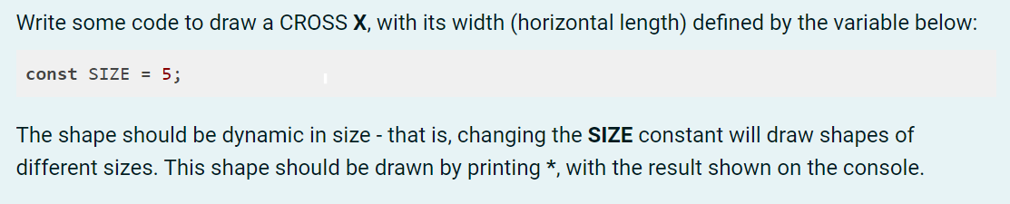 Solved Write some code to draw a CROSS X, with its width | Chegg.com