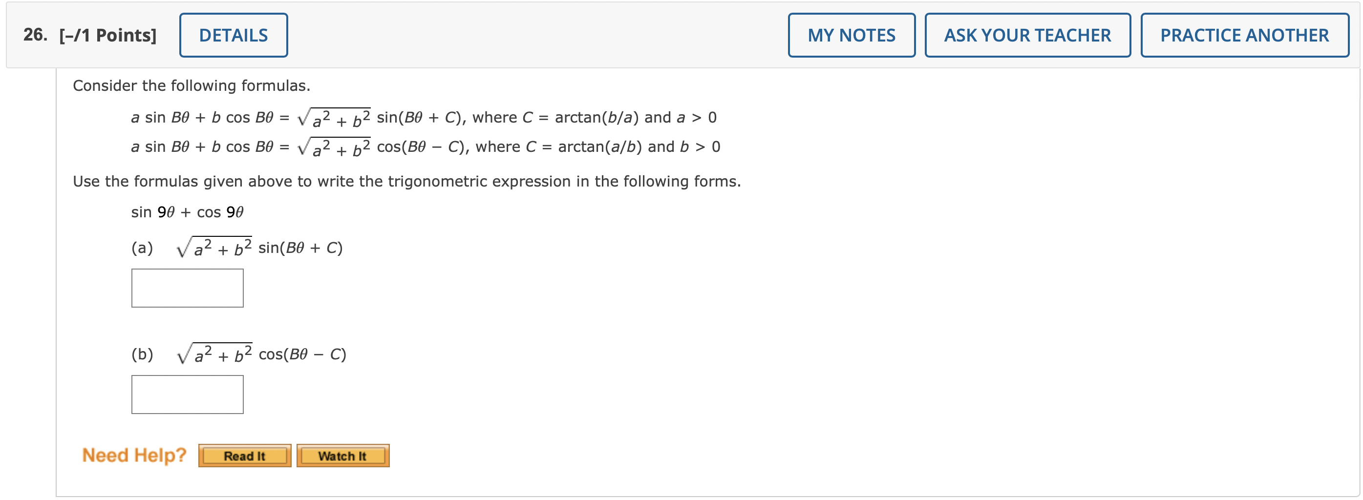 Solved Consider The Following Formulas. A Sin B𝜃 + B Cos | Chegg.com