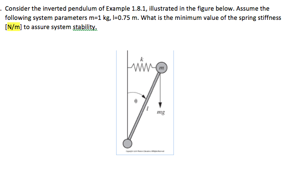 Solved . Consider the inverted pendulum of Example 1.8.1, | Chegg.com
