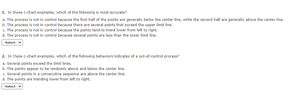Solved This c-chart shows a process that goes out of | Chegg.com