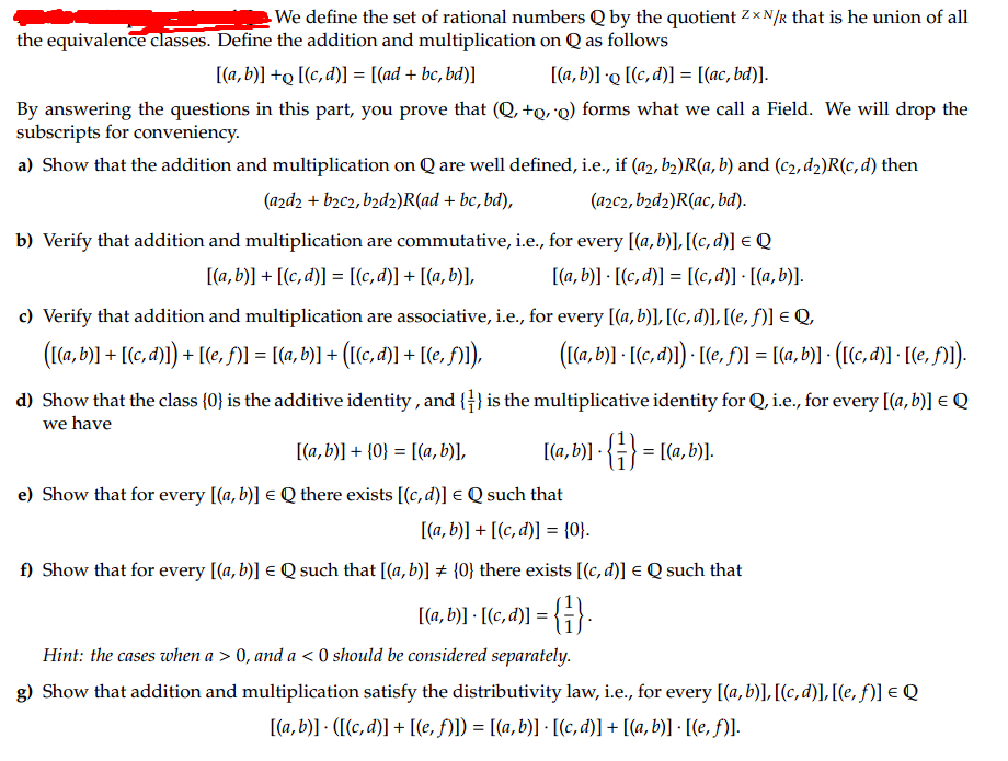 We define the set of rational numbers Q by the | Chegg.com