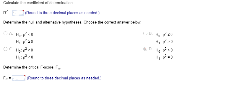 Solved Calculate The Coefficient Of Determination And Test | Chegg.com