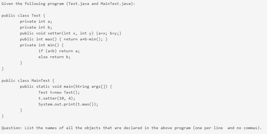 code-examples-java src test java tests common at... Solved Given the following program (Test.java and | Chegg.com