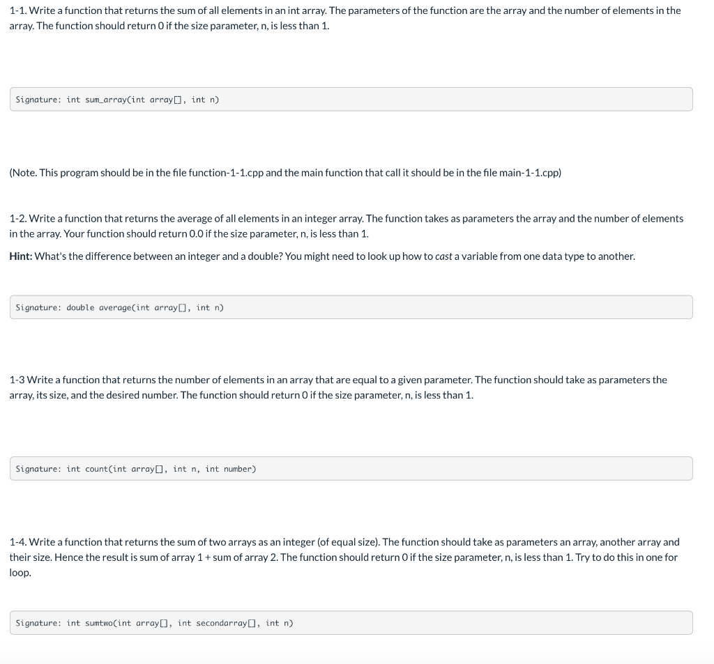 Solved in C++ and also each function has its own main | Chegg.com