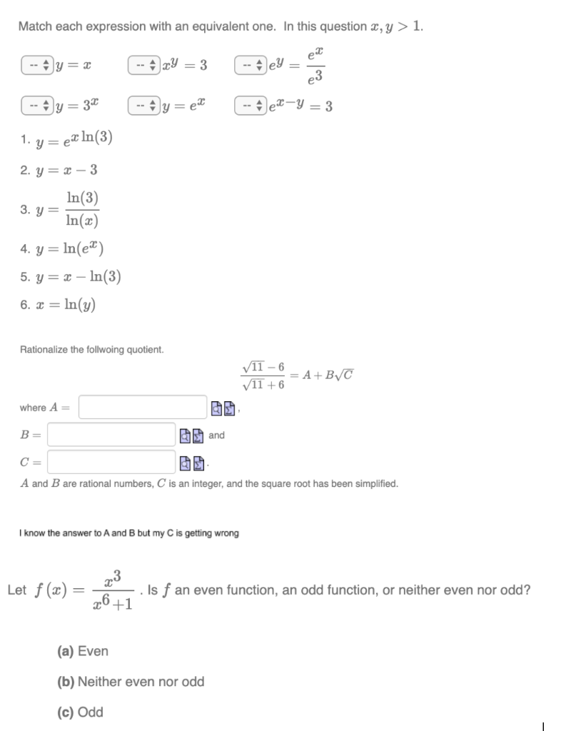 Solved Match each expression with an equivalent one. In this | Chegg.com