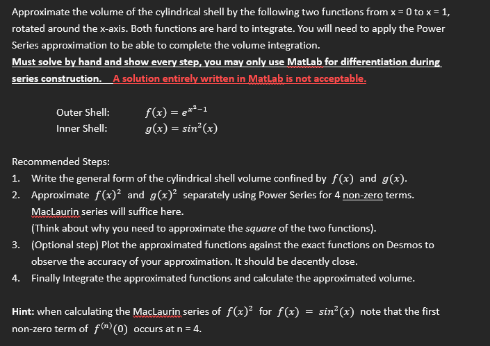 Solved Approximate the volume of the cylindrical shell by | Chegg.com