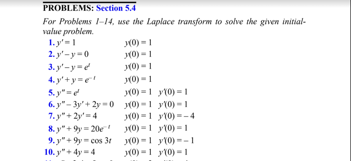 Solved y(0) = 1 PROBLEMS: Section 5.4 For Problems 1–14, use | Chegg.com