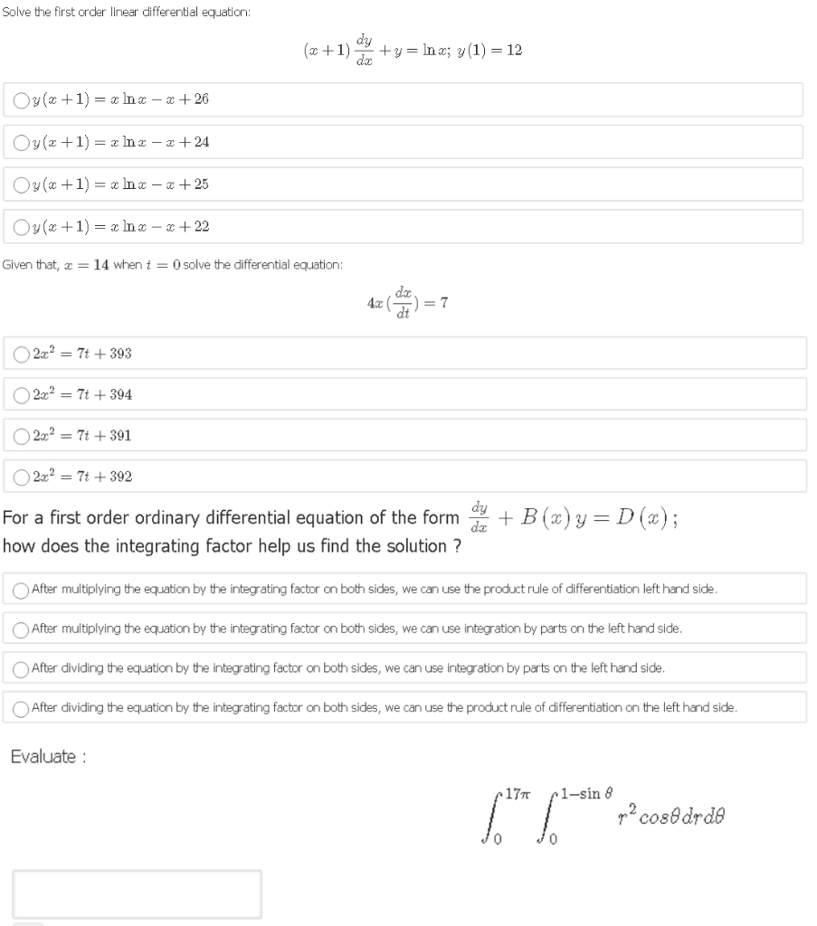 Solved Solve The First Order Linear Differential Equation 1206