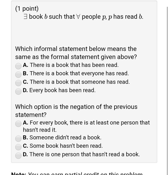 Solved (1 Point) Book B Such That V People P, P Has Read B. | Chegg.com