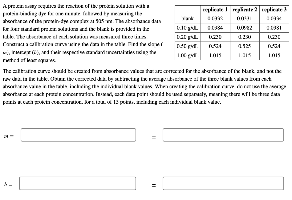 Solved A protein assay requires the reaction of the protein | Chegg.com