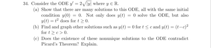Solved 34. Consider the ODE y-2y where y R. (a) Show that | Chegg.com