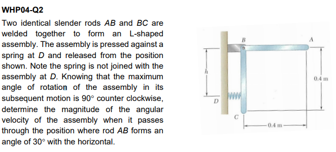 Solved B А WHP04-Q2 Two identical slender rods AB and BC are | Chegg.com