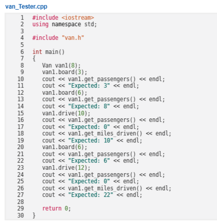 Solved CODE IN C++ (the only part I need help on is van.cpp, | Chegg.com