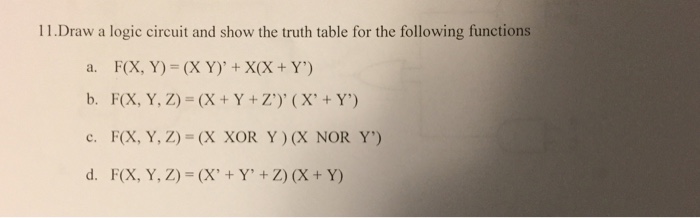 Solved Draw a logic circuit and show the truth table for the