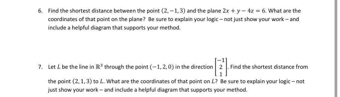 Solved 6. Find the shortest distance between the point | Chegg.com