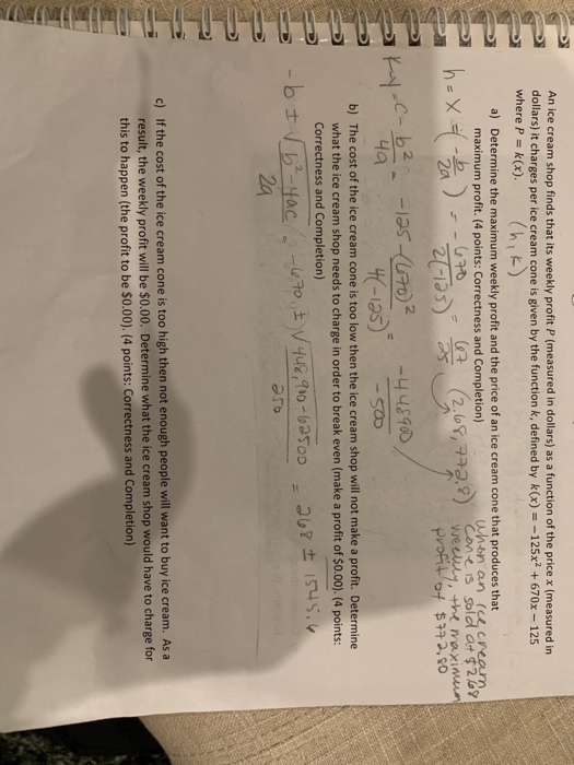 Solved An ice cream shop finds that its weekly profit P