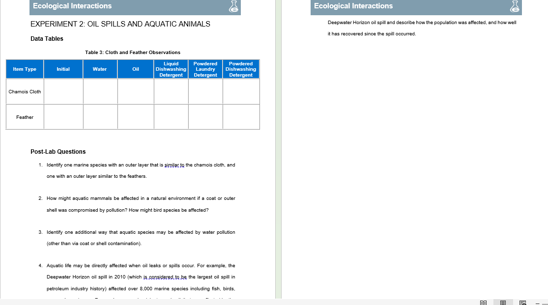 experiment 1 ecological interactions answers