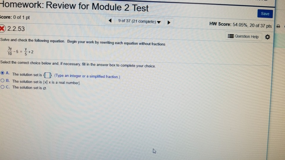 Solved Homework: Review for Module 2 Test core: 0 of 1 pt | Chegg.com