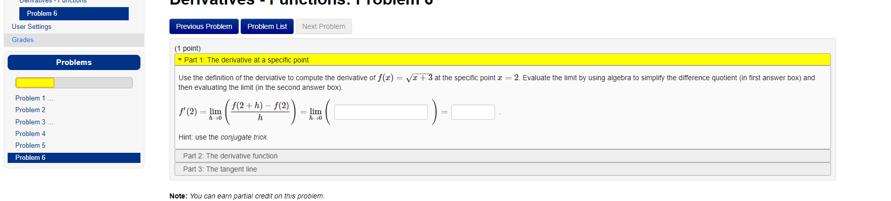 Solved Problem 6 User Settings Previous Problem Problem List | Chegg.com