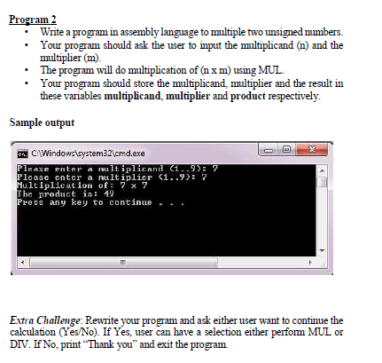 Solved Program 2 • Write a program in assembly language to | Chegg.com